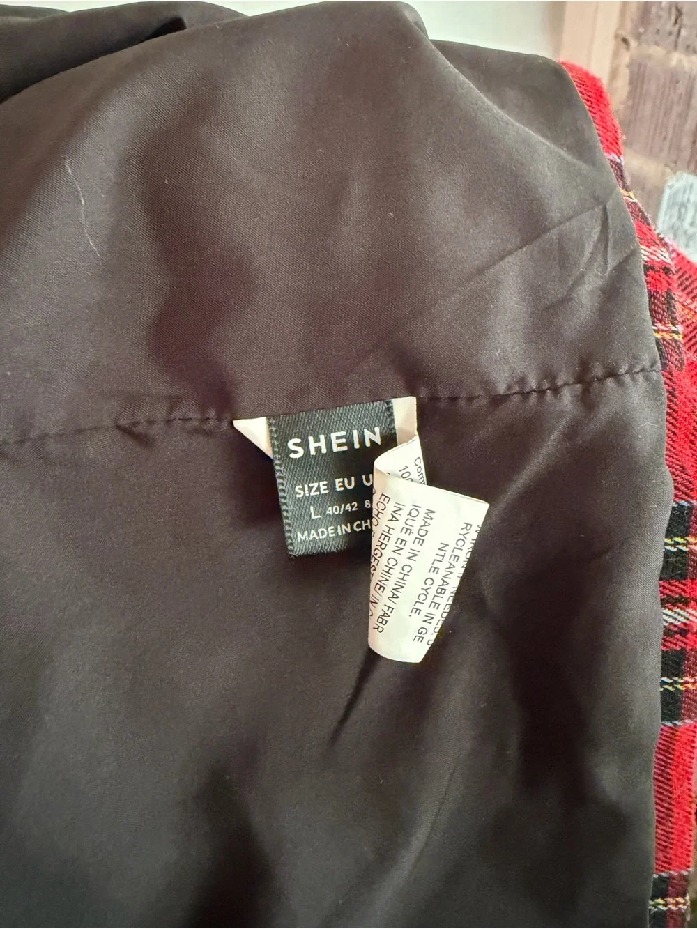 SHEIN Red Black Tartan Mini Skirt